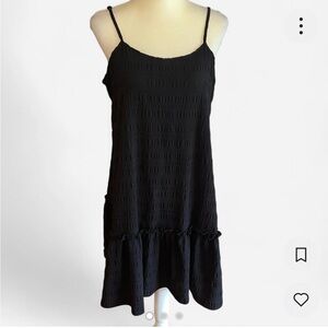 Black sleeveless mini dress with ruffle hem and tiered skirt Size XL  #minidress